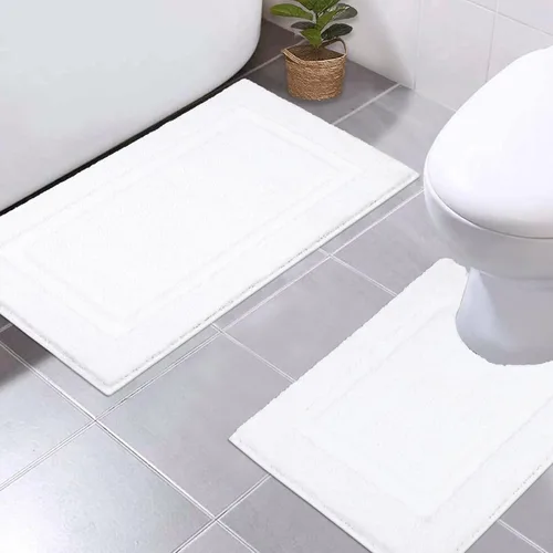 Miniatura 33 de SHACOS Juego de alfombras pequeñas de baño de 2 piezas con tapetes de baño en forma de U, tapetes de inodoro de 16x24 + 20x24 pulgadas, tapetes