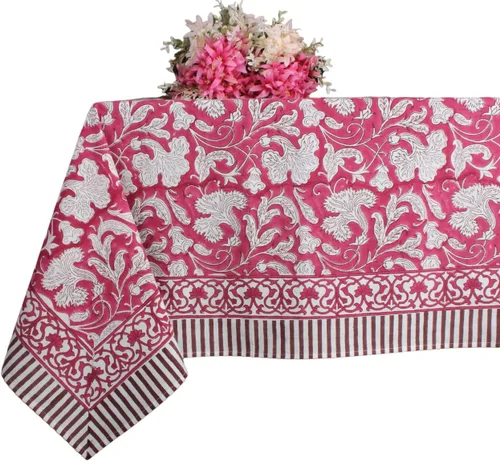 Miniatura 15 de Ridhi Mantel rectangular de algodón con estampado de bloque a mano amarillo mostaza, 102 x 48 pulgadas, reutilizable, decorativo para uso diario