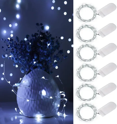 Miniatura 9 de Ostwiki Luces de Hadas a Batería, Paquete de 6 Mini Luces de Cadena, 20 LED 7 pies Luces Centelleantes de Luciérnaga Estrelladas para Manualidades