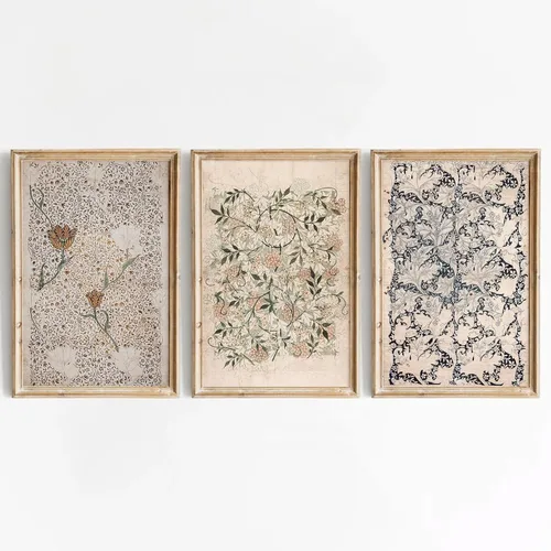 Tanmart Arte de pared botánico vintage, lienzo floral antiguo, arte de pared, impresiones de flores neutrales, póster vintage de granja, pintura