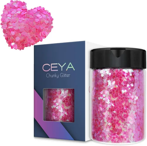 Miniatura 8 de Ceya Murciélago holográfico con purpurina de 0.197 in, 4.4 onzas / 4.41 oz láser negro con purpurina gruesa, escamas iridiscentes para uñas