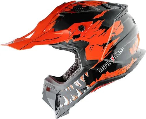 Miniatura 13 de 1Storm - Casco de motocross para adulto ATV Dirt Bike BMX MX de estilo de pista en montaña JH601; de fibra de carbono negro