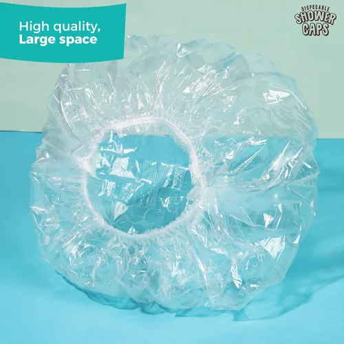 Miniatura 3 de LEOBRO Gorros de ducha desechables, gorro de ducha, 60 piezas de gorros de ducha desechables para mujer, de plástico transparente, para ducha