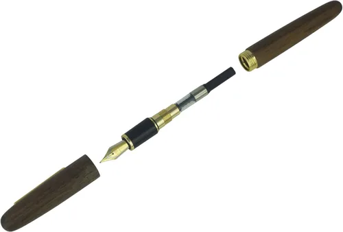 Miniatura 8 de Jinhao Heritage 9056 - Pluma estilográfica vintage de madera de nogal, plumas naturales antiguas, punta fina con convertidor de tinta recargable