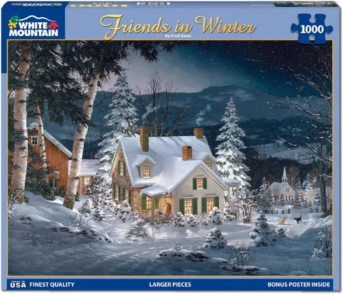 Miniatura 2 de White Mountain Rompecabezas de 1000 piezas para vacaciones de invierno y Navidad con piezas grandes, regalo para adultos y familia de 24 x 30