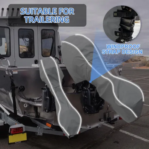 Miniatura 2 de Cubierta Completa para Motor Fuera de Borda 600D Resistente a la Decoloración y Grietas Remolcable, Impermeable y a Prueba de Rayos UV, Cubierta