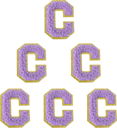 Miniatura 38 de 6 piezas de parches de letras de chenilla autoadhesivas, parches de letras preppy de 2 pulgadas para bolsos, ropa y sombreros, grandes pegatinas