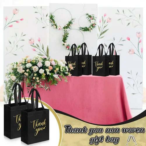 Miniatura 6 de Sweetude 30 Bolsas de Regalo de Agradecimiento con Asas al Por Mayor Reutilizables Bolsa de Dulces No Tejida Plegable Bolso de Mano para Regalos
