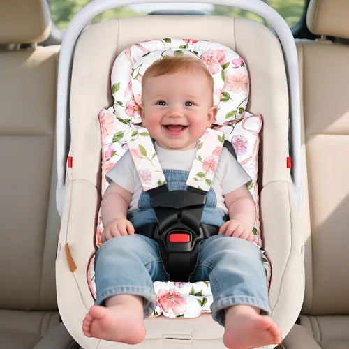 Miniatura 2 de Inserto de asiento de automóvil infantil con cojín extraíble para niñas bebés, inserto reversible para asiento de automóvil recién nacido