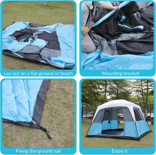Miniatura 7 de DanCoom Tiendas de campaña para 4/6/8/12 personas, fácil instalación, impermeable, tienda de campaña con lluvia, tienda familiar grande portátil