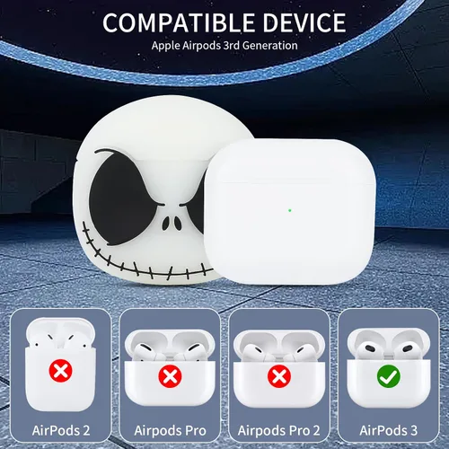 Miniatura 2 de CCXNAS Funda para Airpods de 3ª generación con bonito llavero de panda, [brilla en la oscuridad] Divertidas fundas de calavera de anime para Apple