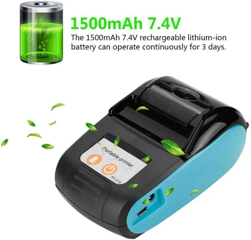 Miniatura 7 de Mini impresora térmica de bolsillo USB, 1.969-3.539 in/s Impresora portátil de recibos BT para tiendas minoristas/restaurantes, fábricas/logística