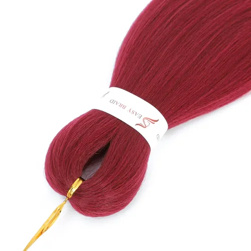 Miniatura 9 de Cabello trenzado preestirado con ajuste de agua caliente rojo de 26 pulgadas, paquete de 8 paquetes de 8 paquetes de extensiones de cabello de fibra