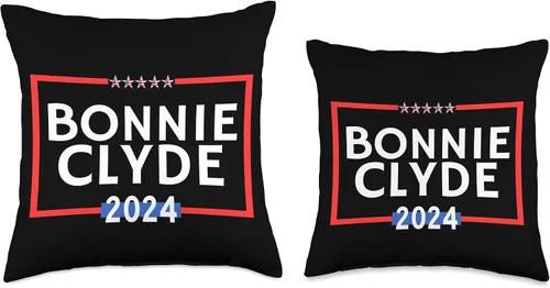 Miniatura 3 de Bonnie Clyde 2024 is Funny Classic TV is Political Election Throw Pillow