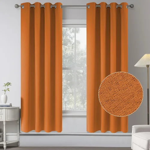 Miniatura 41 de KEQIAOSUOCAI Cortinas de lino 100% opacas de 100 pulgadas de largo, 2 paneles para dormitorio, estilo casa de campo moderna, completamente negro