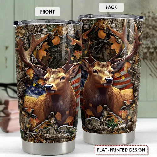 Miniatura 2 de SANDJEST Taza de ciervo 20oz Vasos aislados de acero inoxidable Taza de viaje de café Taza de regalo para hombres Regalo para cumpleaños Navidad