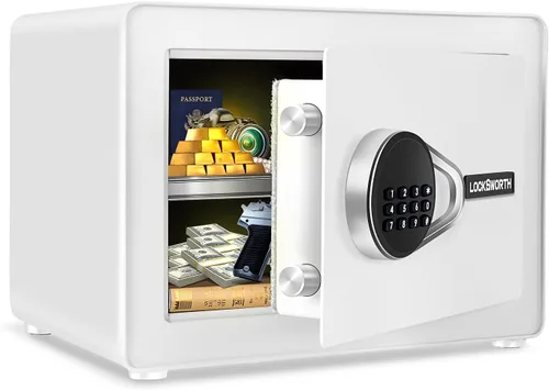 Miniatura 10 de Caja fuerte para el hogar, caja fuerte pequeña de 1.0 pies cúbicos con estante extraíble, sistema de alarma, caja de seguridad electrónica digital