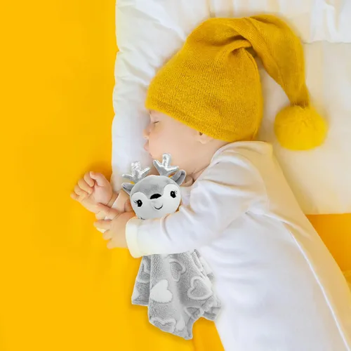Miniatura 5 de June Garden Cozy Dream Manta de Seguridad de Vellón para Bebé - Mantas para Cuna de Guardería - 15 x 15 pulgadas Lovey - Peluche de Ciervo Relleno
