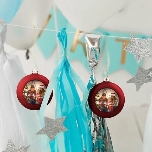 Miniatura 5 de Adorno de bola de foto personalizada adorno decorativo de Navidad de bola colgante. Tamaño grande