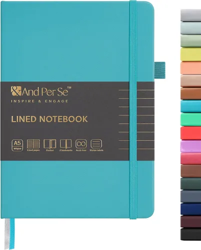Miniatura 72 de &And Per Se - Cuaderno en blanco, 160 páginas, 5.7 x 8 pulgadas, cuaderno de rayas estrechas con papel grueso para escribir, cuaderno de tapa dura