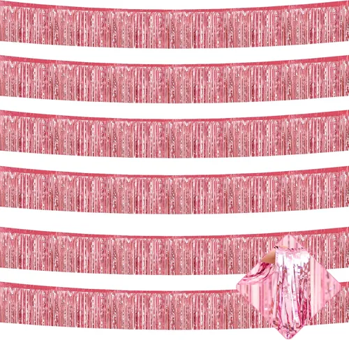Miniatura 11 de Paquete de 6 Guirnaldas de Flecos de Papel Aluminio de 10 Pies, Serpentinas Metálicas de Oropel, Pancarta Colgante de Pared, Telón de Fondo