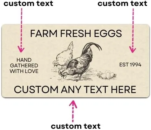 Miniatura 3 de Calcomanías personalizadas para cartón de huevos, etiquetas personalizadas de cartón de huevos frescos de granja, papel kraft de vinilo