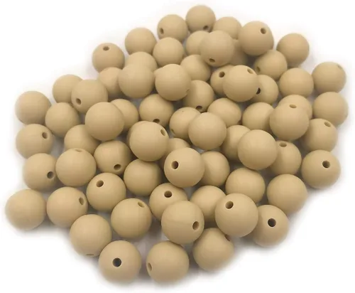 Miniatura 28 de Cuentas de perlas de silicona focales para bolígrafo, 100 cuentas redondas de silicona sueltas de 0.59 pulgadas a granel para llavero, mamá mujer
