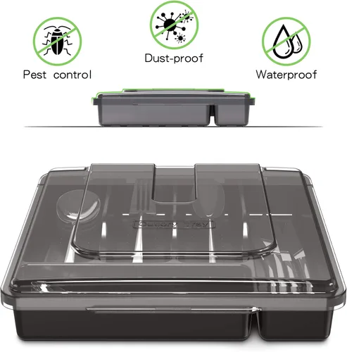Miniatura 2 de Bandeja para cubiertos con tapa, organizador de cajones para utensilios de cocina, organizador de cubiertos de plástico para encimera de cocina