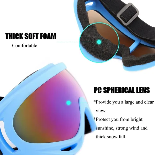 Miniatura 4 de Gafas de esquí, paquete de 3 gafas de nieve para hombres, mujeres, niños y jóvenes, protección UV400 para esquí y snowboard