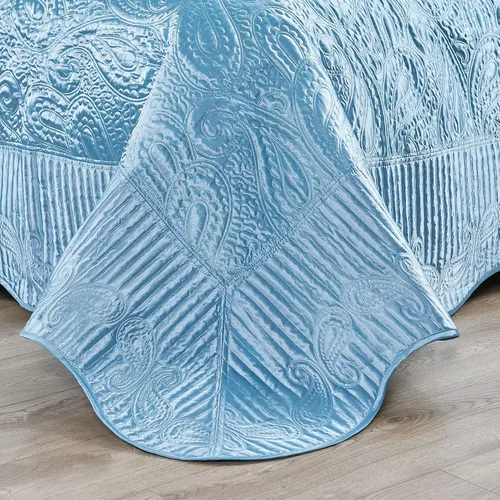 Miniatura 7 de Home Soft Things Juego de colcha acolchada de satén de 4 piezas, funda de cama con diseño de cachemira, juego de ropa de cama suave y ligero
