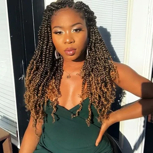 Miniatura 28 de 8 paquetes de extensiones de cabello sintético pretrenzado y prerrizado de ganchillo de 14 pulgadas, con rizos de pasión, para mujeres negras