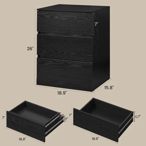 Miniatura 3 de Mesita de noche, 4 cajones, 26 pulgadas de alto con cajón oculto, mesita de noche con estación de carga, moderna mesita de noche para dormitorio