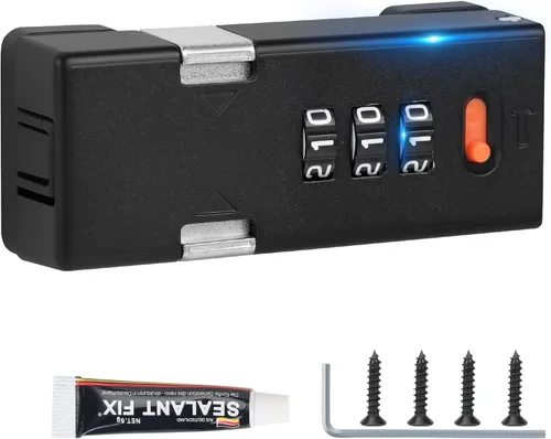 Miniatura 9 de Cerradura de gabinete sin llave prémium con código de combinación, cerradura de 3 dígitos para cajones, puerta de armario plegable y puerta de doble