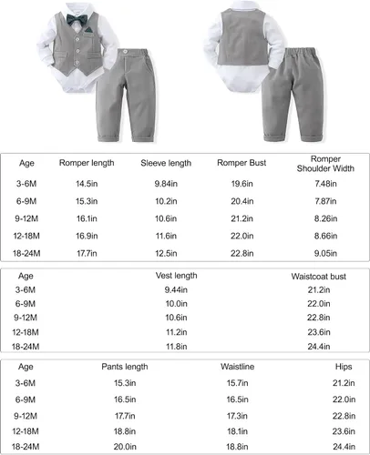 Miniatura 6 de DISAUR Ropa de bebé para niño, 4 piezas de traje de caballero + chaleco + pantalones + corbata de lazo de algodón
