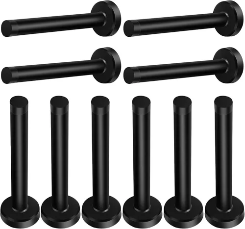 Miniatura 12 de Topes de puerta, tope de puerta de 6 pulgadas de largo, montaje en pared, resistente y rígido, de acero inoxidable cepillado con puntas de plateado