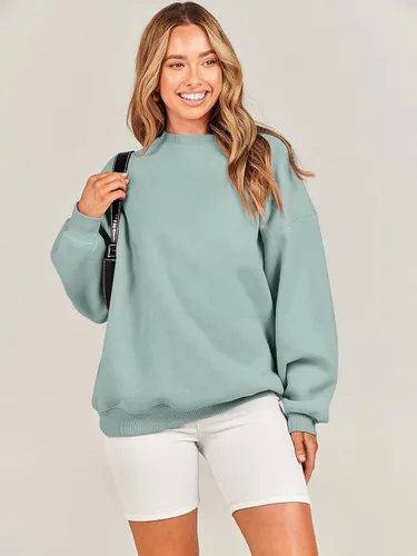 Miniatura 6 de ANRABESS Sudadera de gran tamaño para mujer, de forro polar, manga larga, cuello redondo, informal, para otoño 2023, ropa de moda
