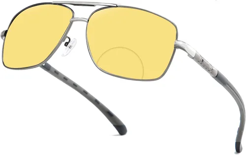 Gafas de lectura bifocales para conducir nocturna para hombres, lector de visión nocturna para conducir mujeres, lentes amarillas antirreflejos