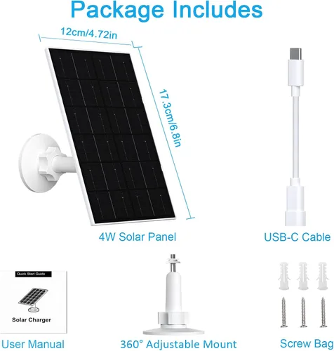 Miniatura 2 de FUTUREZEN Panel solar de 4 W para cámaras WYZE, cargador solar USB-C y micro USB, compatible con WYZE Cam Pro, cámara exterior V1/V2, cable de 9.8
