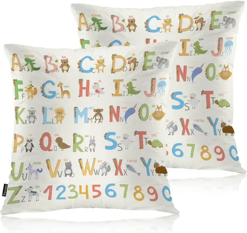 Miniatura 16 de Swono Juego de 2 fundas de almohada de 18 x 18 pulgadas, diseño floral abstracto, fundas de almohada decorativas para interiores y exteriores, sofá