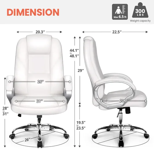 Miniatura 2 de NEO Chair Silla de escritorio de oficina ergonómica ejecutiva ejecutiva de respaldo alto gerencial de cuero PU soporte lumbar para tareas de juego