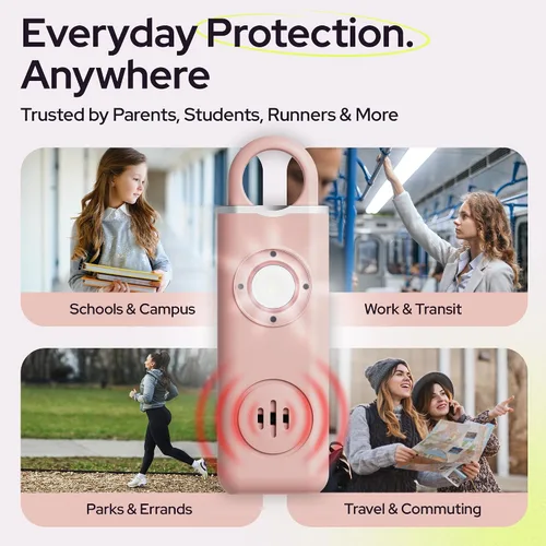 Miniatura 7 de Alarma de seguridad personal Weten para mujeres - Sirena de pánico de 130 dB de volumen alto en llavero, paquete de 3 unidades - Silbato