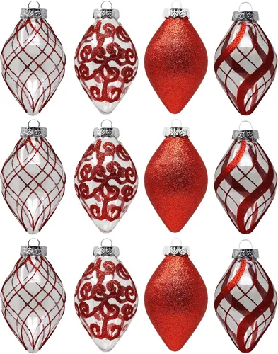 Miniatura 2 de Paquete de 28 adornos navideños de bolas rojas y doradas para decoraciones de árbol - Juego de bolas de plástico irrompibles, carámbanos y copos