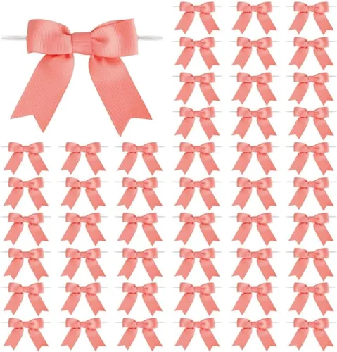 Miniatura 49 de Meseey 50 lazos de grogrén de 3 pulgadas, color gris plateado, preatados, para bolsas de golosinas, cesta de envoltura de regalo, boda, baby shower