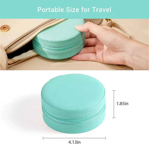 Miniatura 3 de CASEGRACE Joyero de viaje, pequeño joyero para mujer, mini organizador de joyas portátil con cremallera para anillos, aretes, collares, pulseras