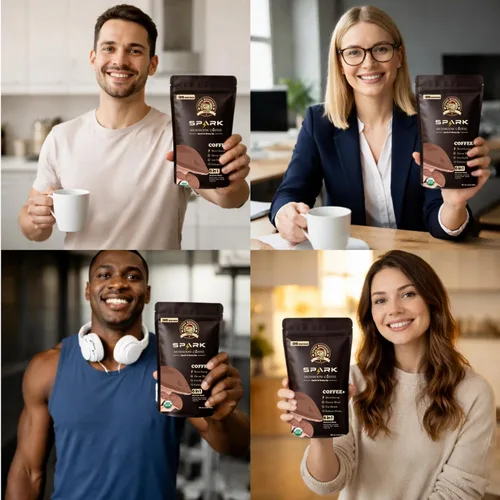 Miniatura 8 de Spark - Café instantáneo orgánico de hongos USDA – 35 porciones y 7.4 onzas – 6 hongos adaptogénicos – Café instantáneo para concentración