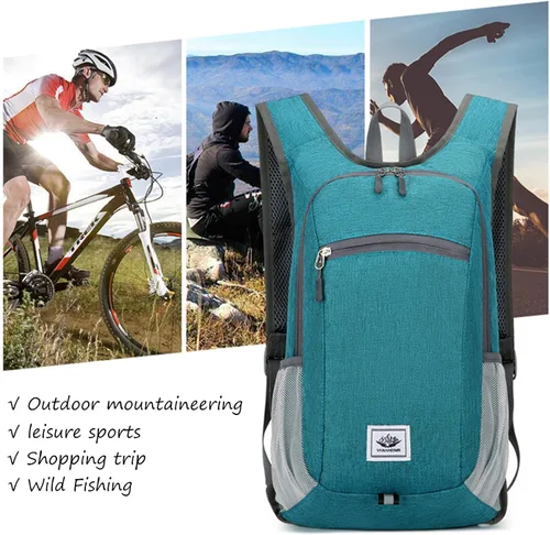 Miniatura 2 de DOJUNS Mochila de senderismo de 15 litros, mochila de viaje pequeña, ligera, plegable, plegable, mochilas de campamento para mujeres y hombres Negro