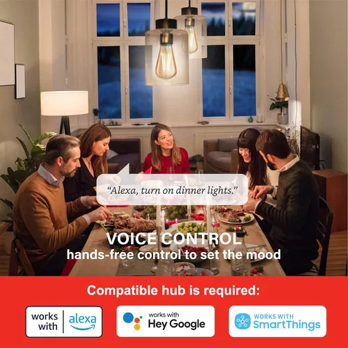 Miniatura 5 de Sengled Zigbee - Bombillas inteligentes Edison, requiere concentrador inteligente, funciona con SmartThings y Echo con hub integrado, control de voz