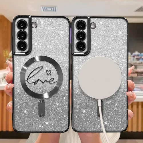 Miniatura 29 de ZONRW - Funda para Samsung Galaxy S22 Ultra magnética, para mujeres y niñas, cubierta trasera suave, lujosa, con corazón de amor, bling, degradado