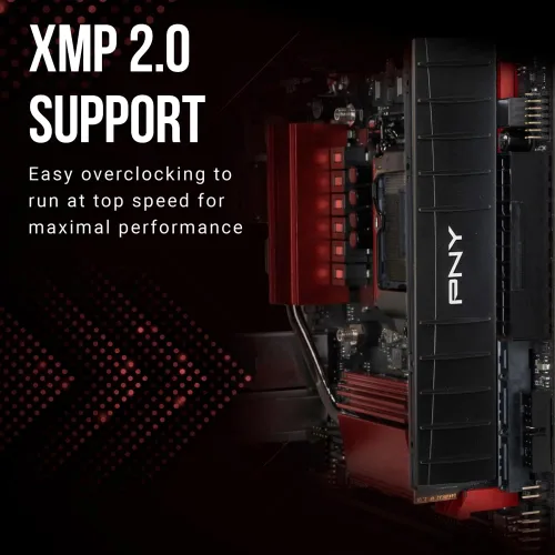 Miniatura 4 de PNY XLR8 Gaming 16GB (2x8GB) DDR4 DRAM 3200MHz (PC4-25600) CL16 1.35V Kit de memoria de escritorio de doble canal de perfil bajo (DIMM)