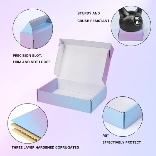 Miniatura 3 de Paquete de 30 cajas de embalaje de cartón corrugado de 9 x 6 x 2 pulgadas, cajas de envío moradas para pequeñas empresas, cajas de regalo de cartón